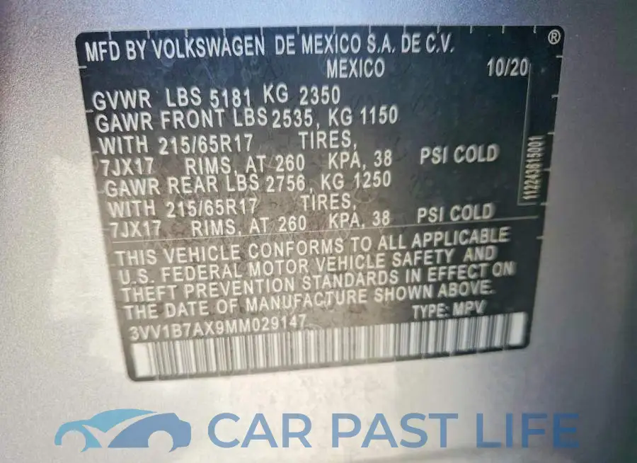 3VV1B7AX9MM029147# 13