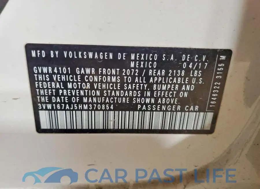 3VW167AJ5HM370854# 12