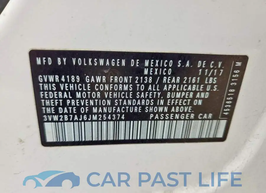 3VW2B7AJ6JM254374# 12