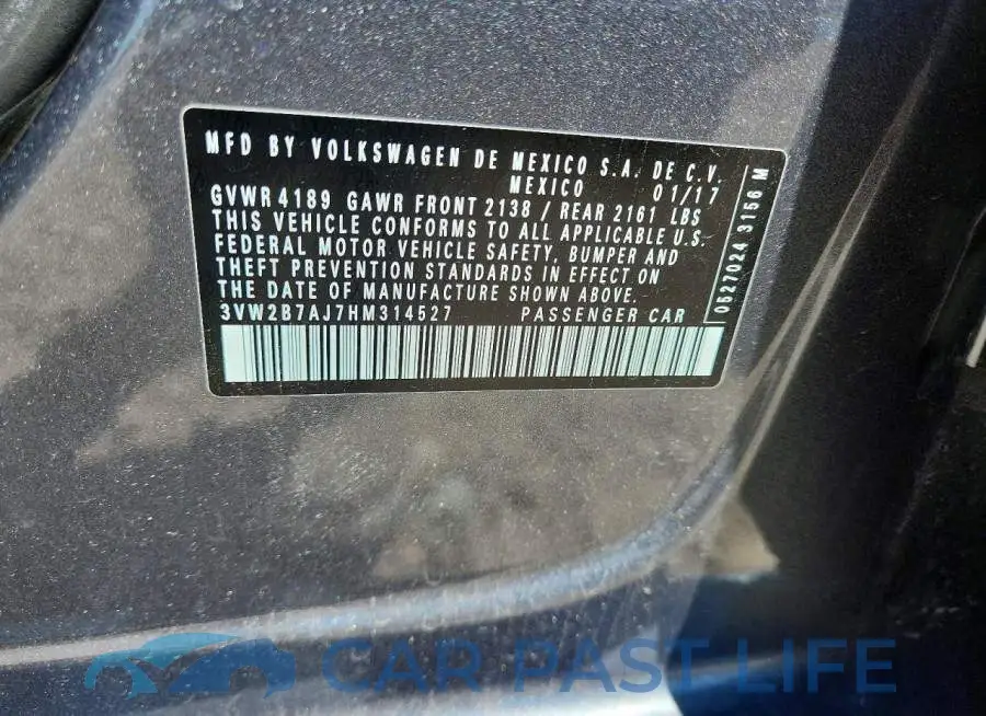 3VW2B7AJ7HM314527# 12