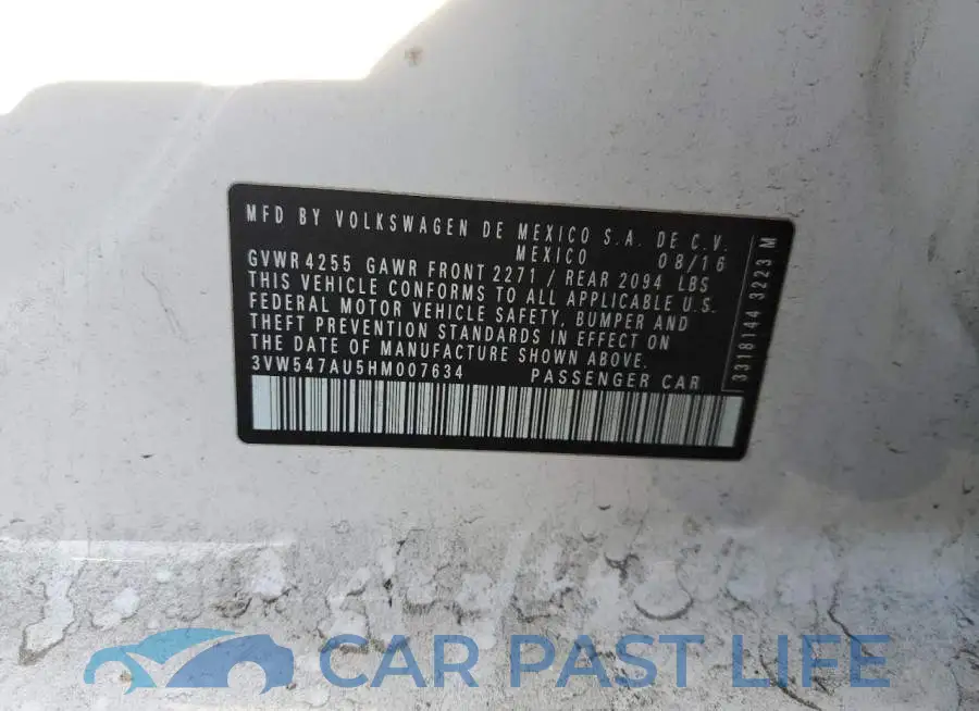 3VW547AU5HM007634# 13
