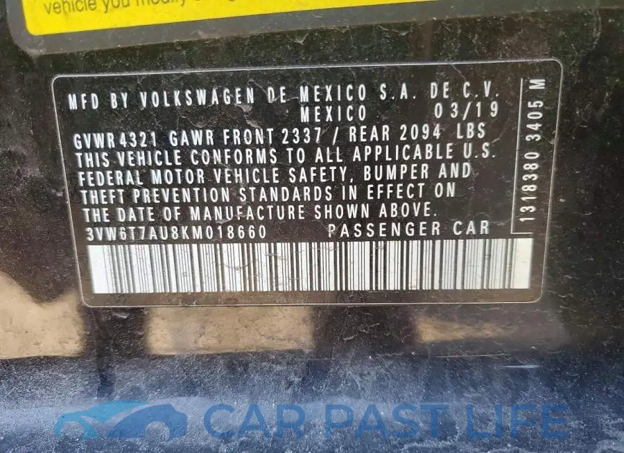3VW6T7AU8KM018660# 12