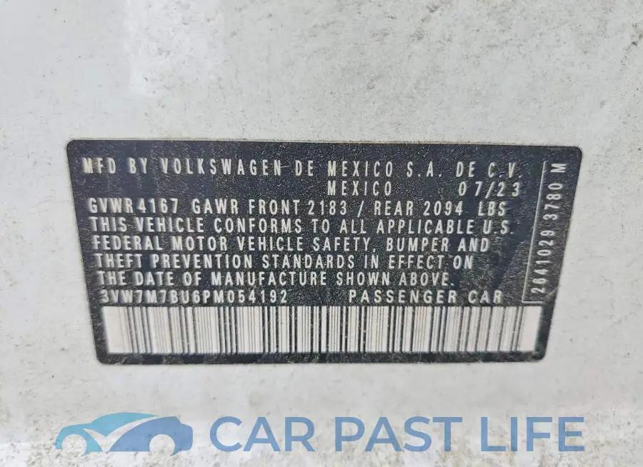 3VW7M7BU6PM054192# 12