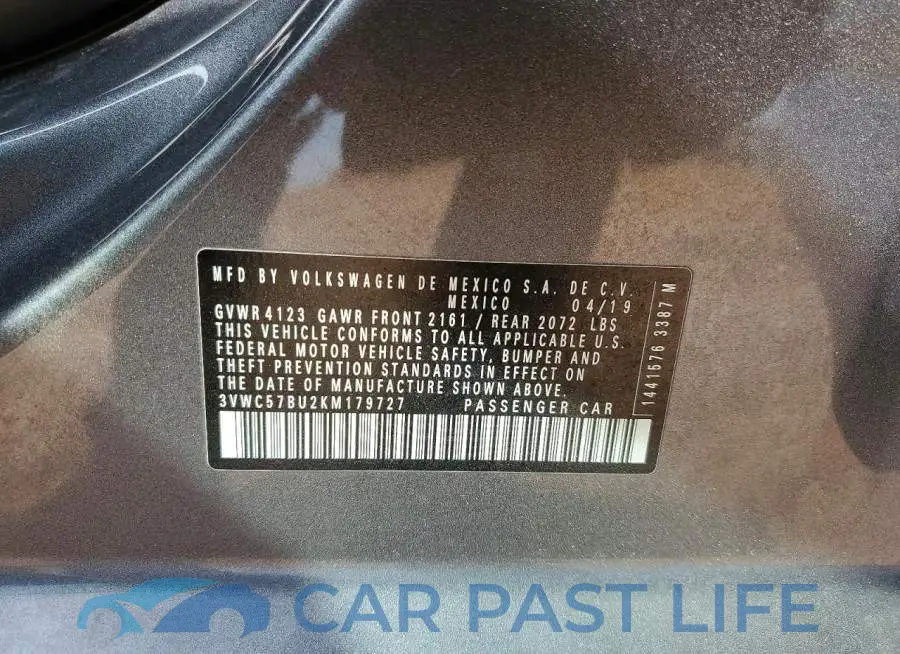 3VWC57BU2KM179727# 12