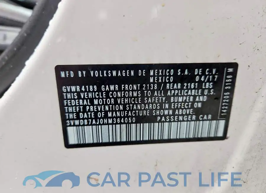 3VWDB7AJ0HM364050# 12
