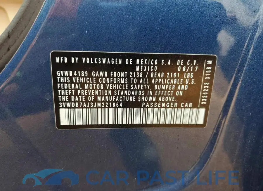 3VWDB7AJ3JM221664# 12