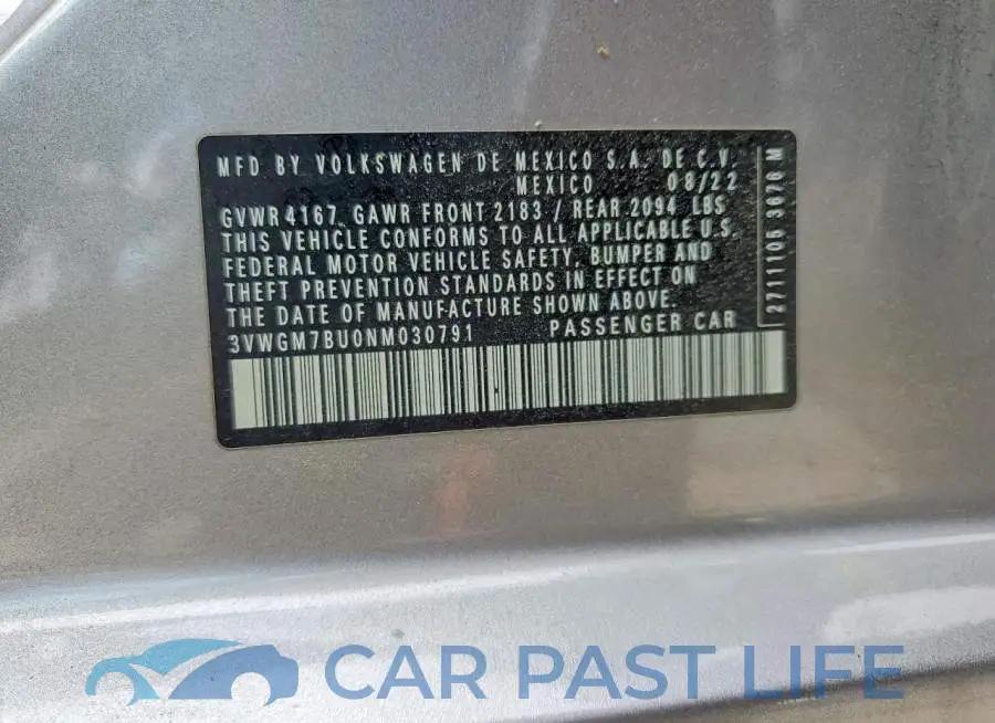 3VWGM7BU0NM030791# 12