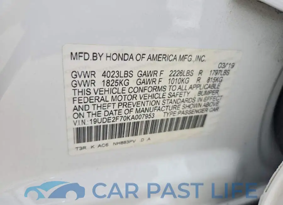 19UDE2F70KA007953# 13