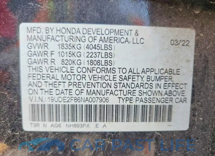 19UDE2F86NA007906# 12