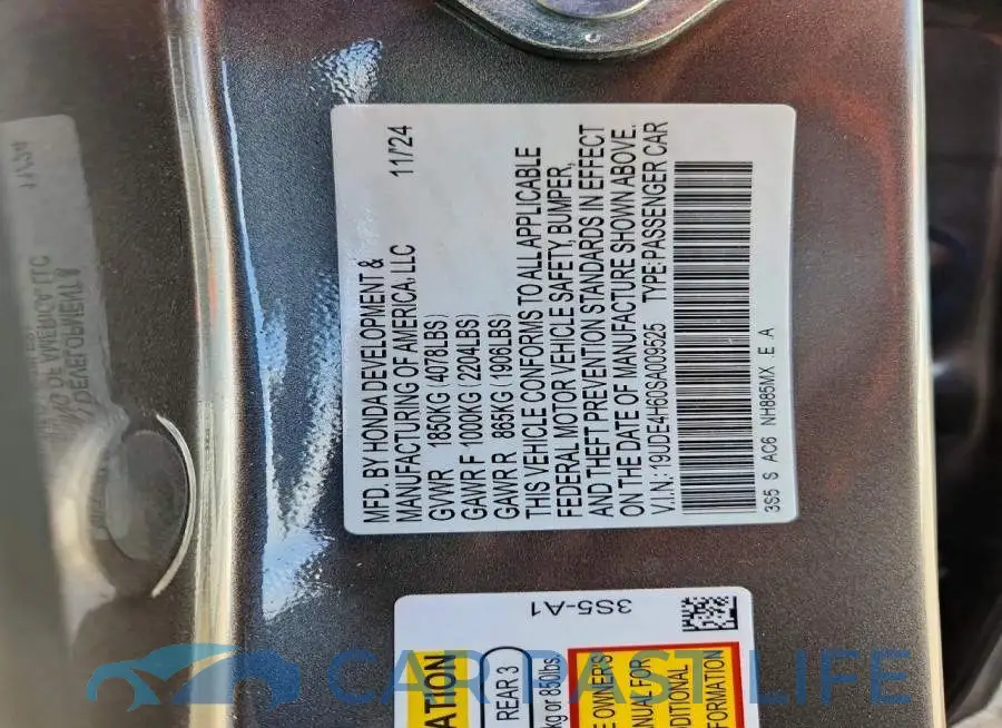 19UDE4H60SA009525# 12