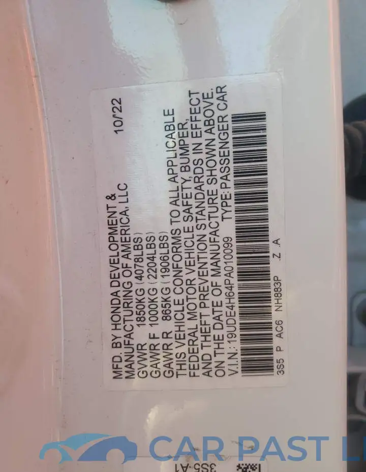 19UDE4H64PA010099# 13