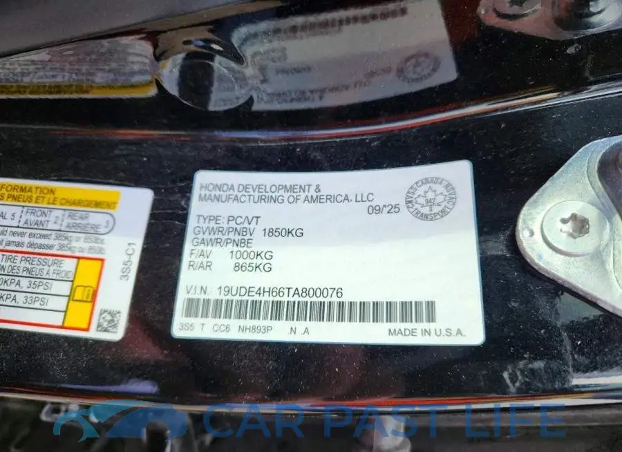 19UDE4H66TA800076# 13