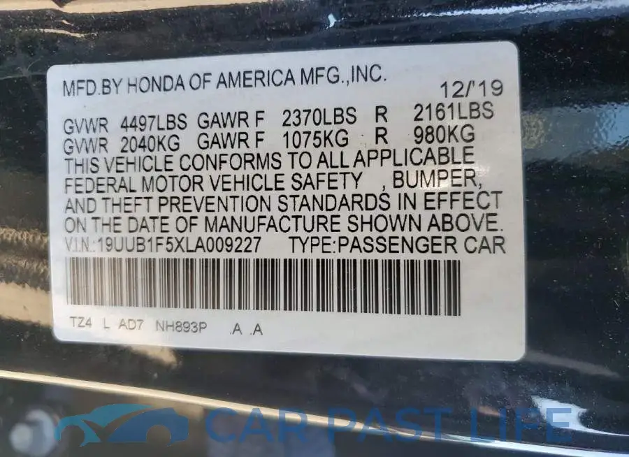 19UUB1F5XLA009227# 13
