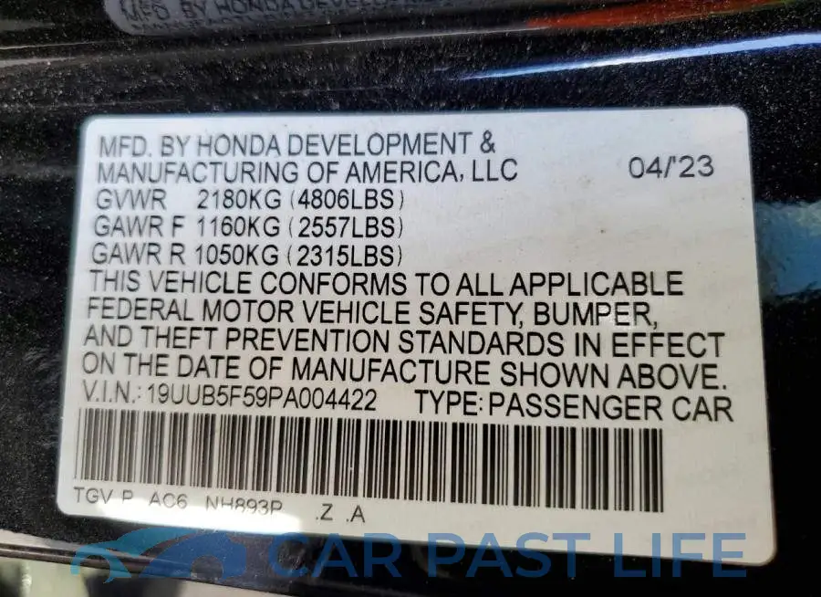 19UUB5F59PA004422# 13