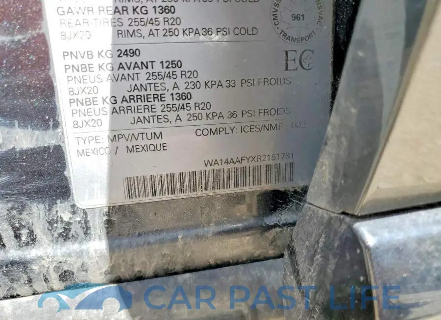 WA14AAFYXR2151781# 14