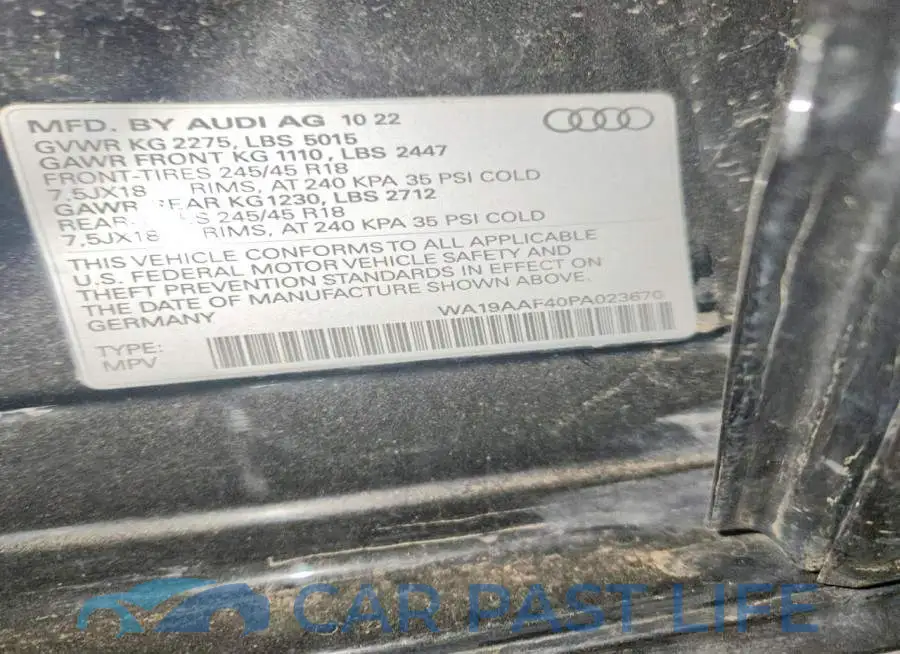 WA19AAF40PA023670# 12
