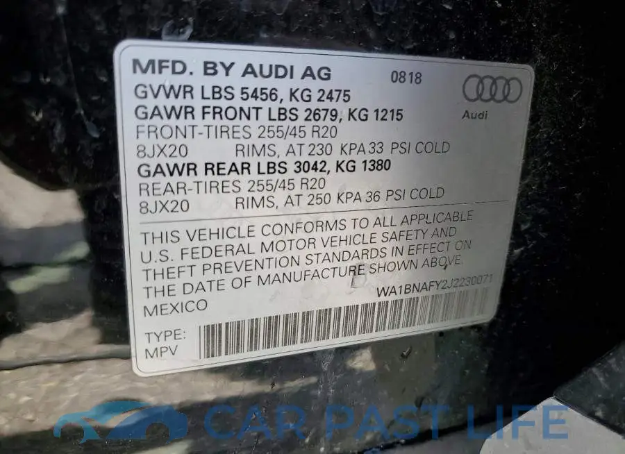 WA1BNAFY2J2230071# 13