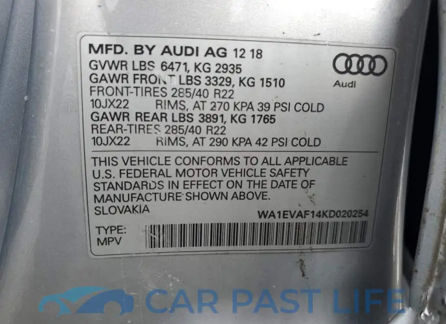 WA1EVAF14KD020254# 13