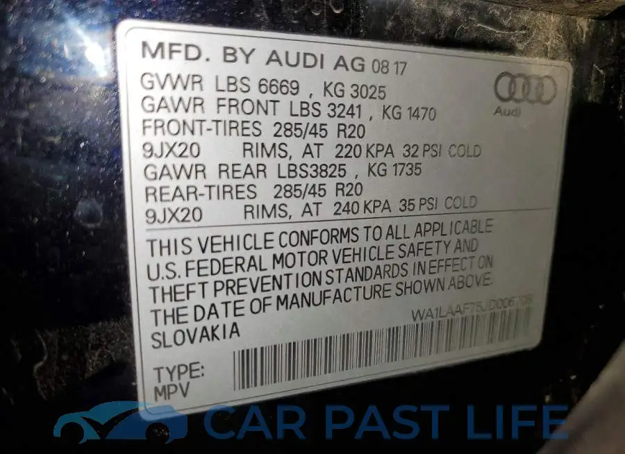 WA1LAAF75JD006708# 13