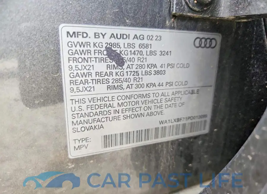 WA1LXBF71PD013099# 13