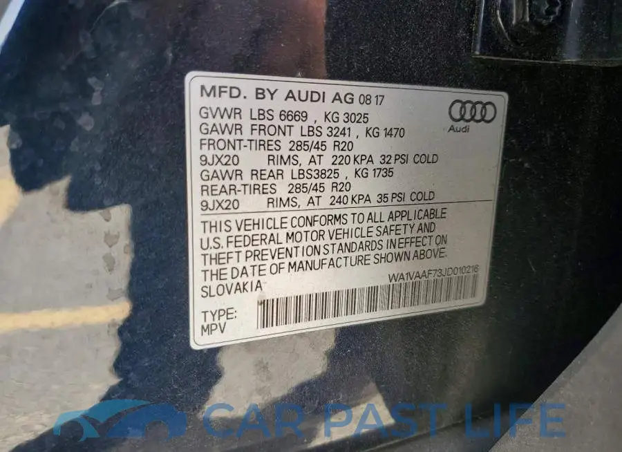 WA1VAAF73JD010216# 13