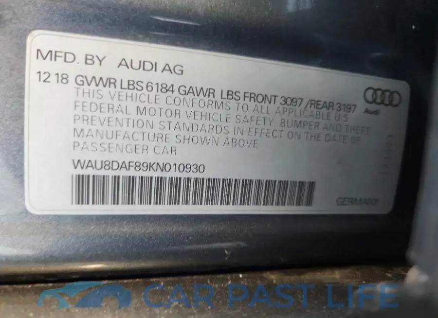 WAU8DAF89KN010930# 12