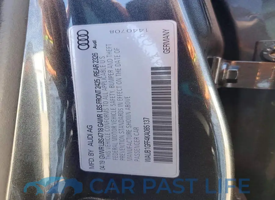 WAUB1GFF4KA085137# 12