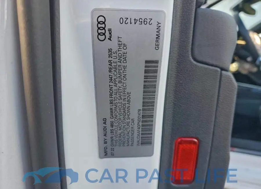 WAUDAAF40PN001478# 12
