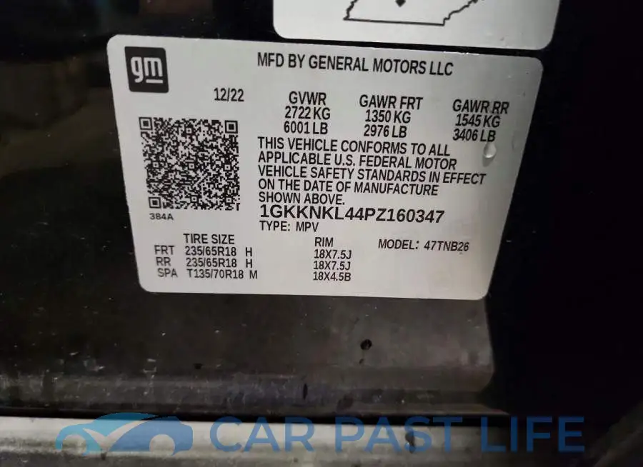 1GKKNKL44PZ160347# 13