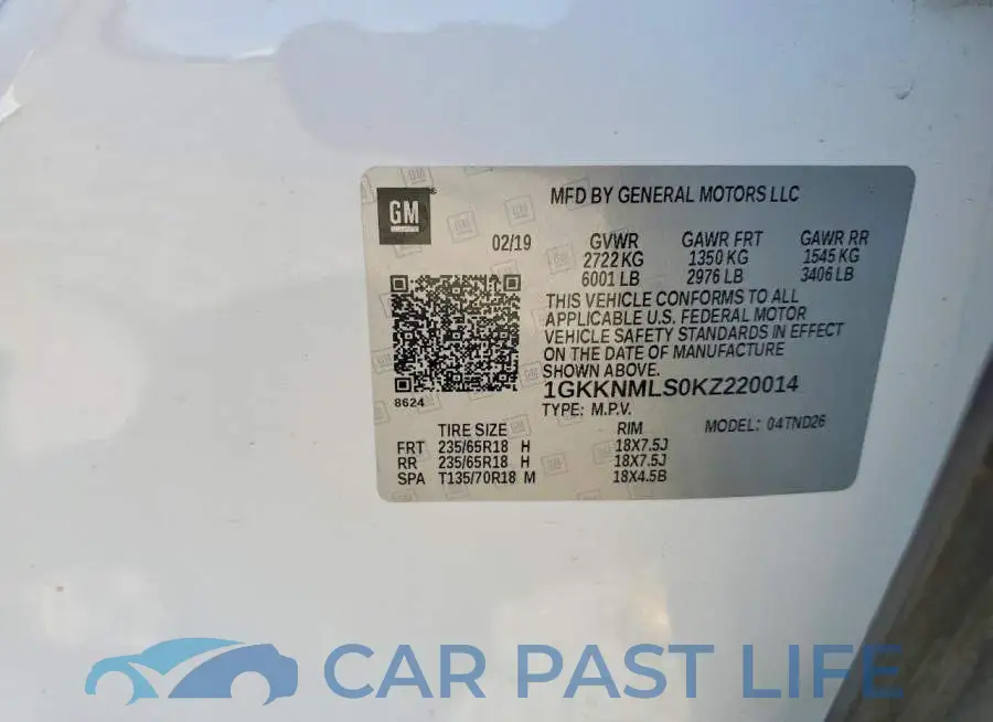 1GKKNMLS0KZ220014# 13