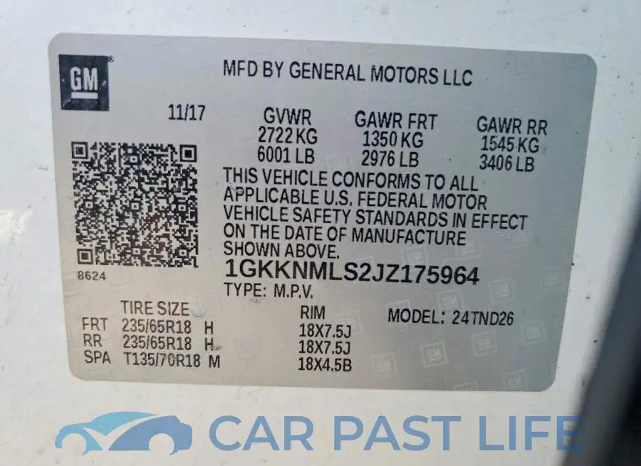 1GKKNMLS2JZ175964# 13