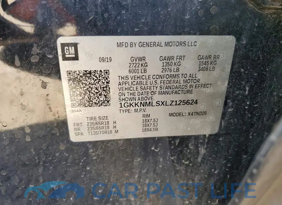 1GKKNMLSXLZ125624# 14
