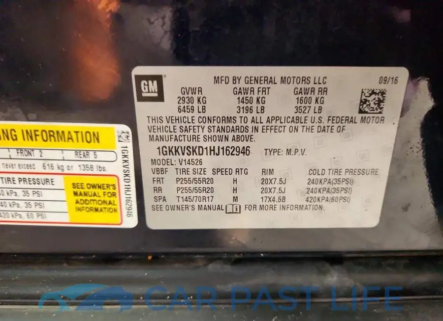 1GKKVSKD1HJ162946# 13