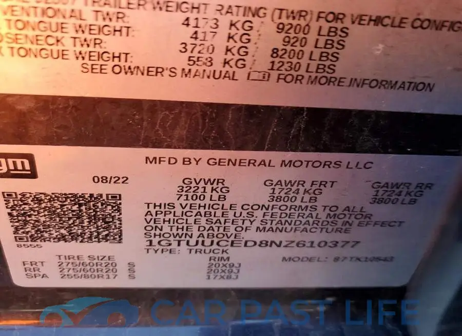 1GTUUCED8NZ610377# 13