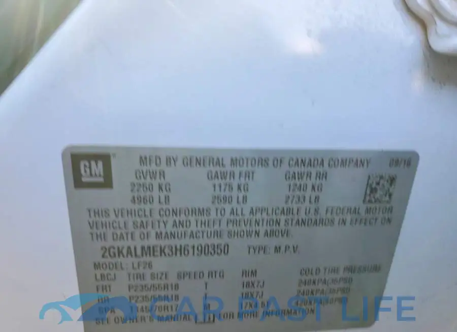 2GKALMEK3H6190350# 14