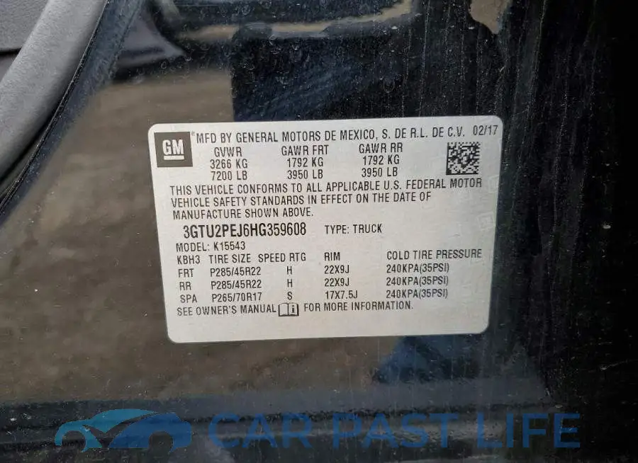 3GTU2PEJ6HG359608# 12