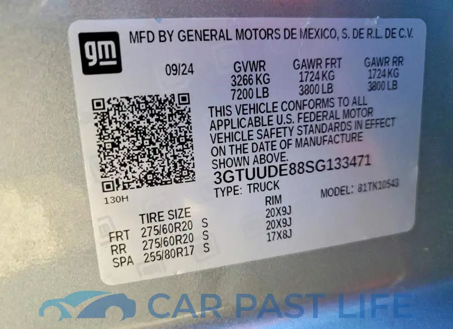 3GTUUDE88SG133471# 13