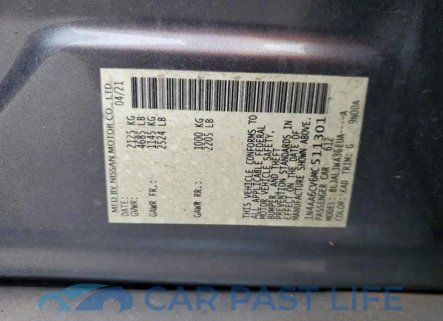 1N4AA6CV6MC511301# 12