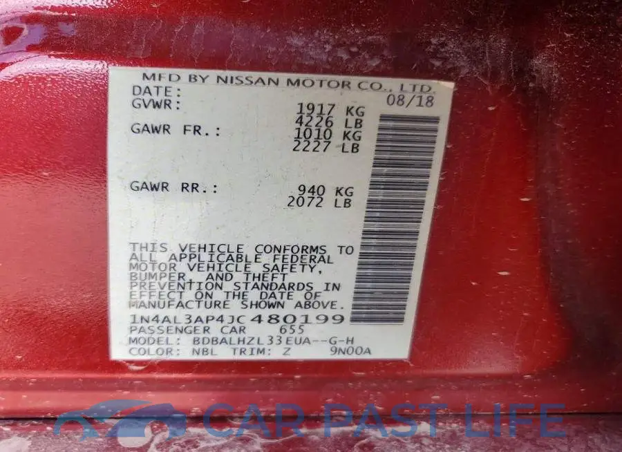 1N4AL3AP4JC480199# 12