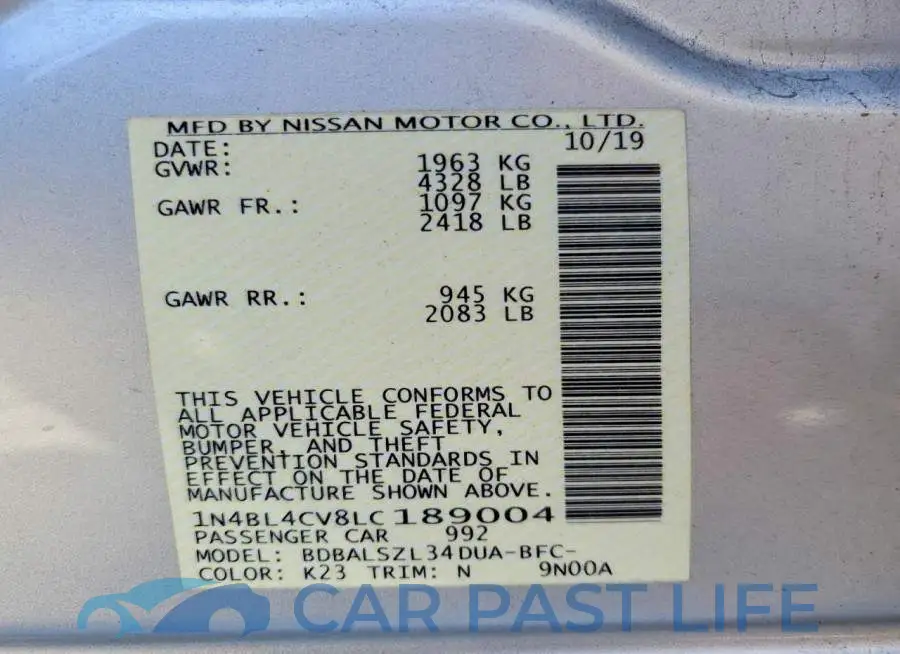 1N4BL4CV8LC189004# 13