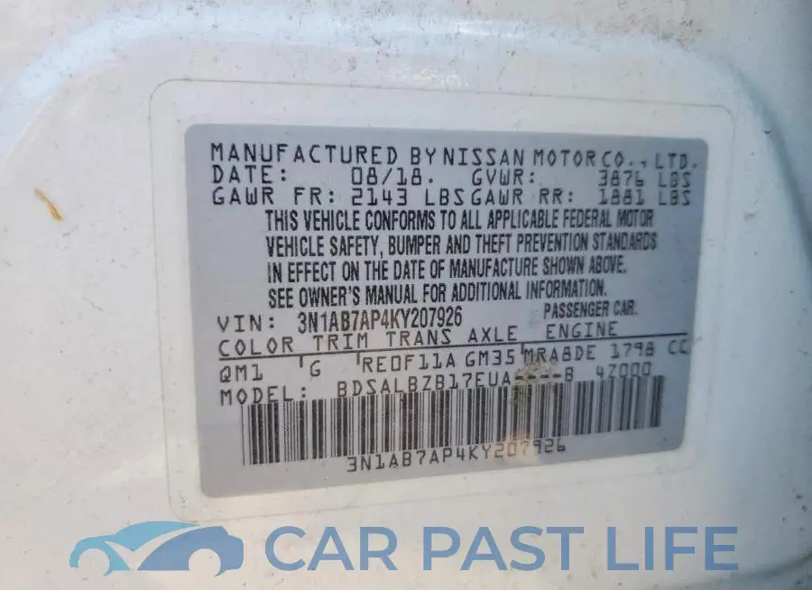 3N1AB7AP4KY207926# 12