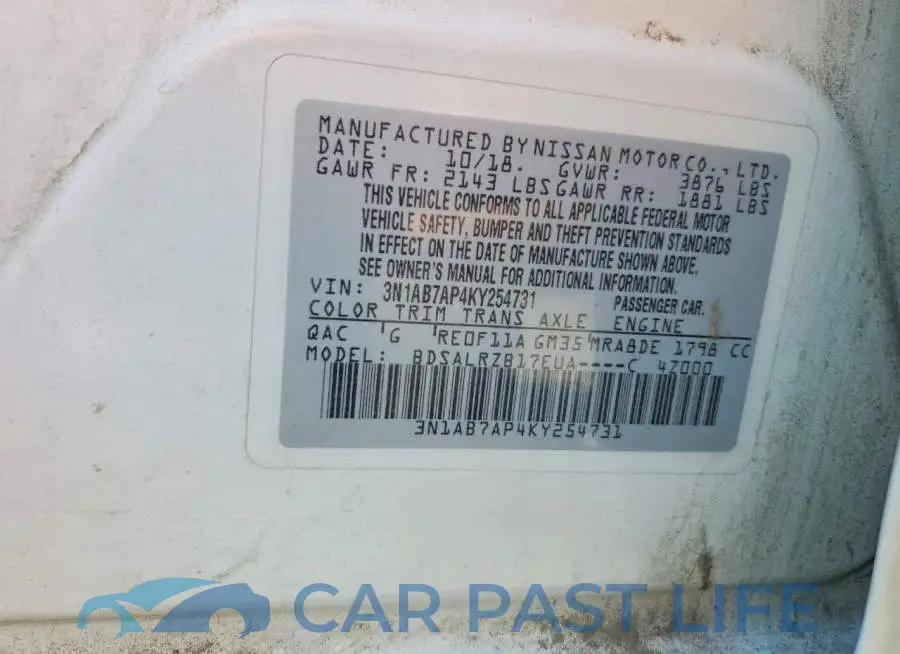 3N1AB7AP4KY254731# 12