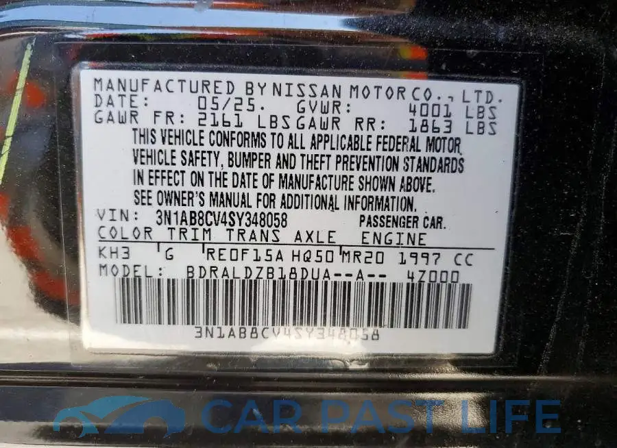 3N1AB8CV4SY348058# 12