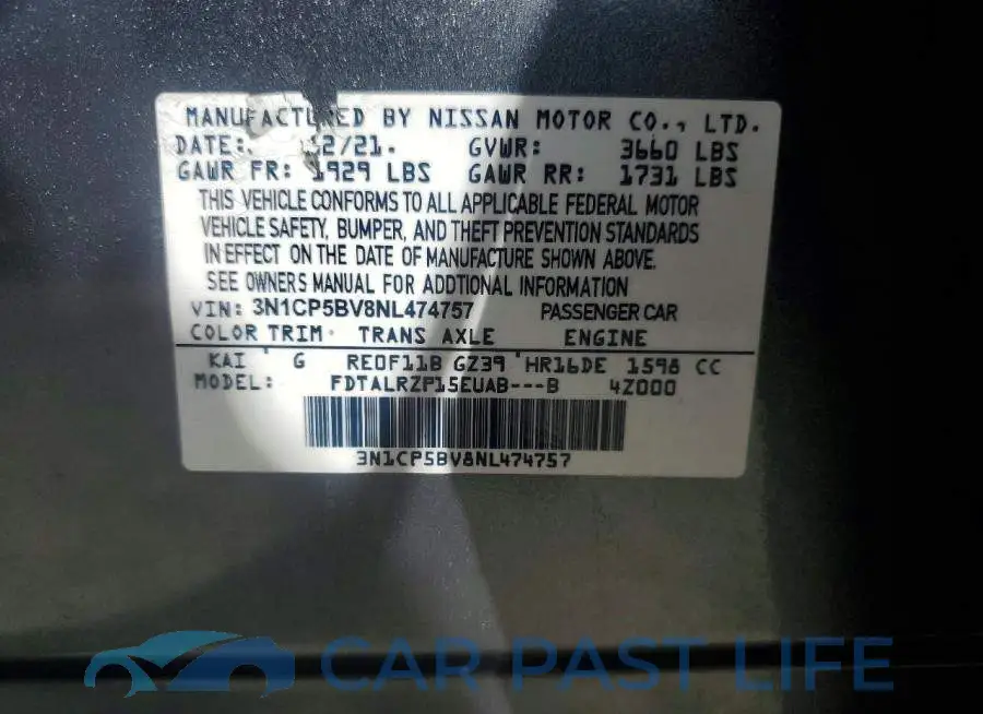 3N1CP5BV8NL474757# 14