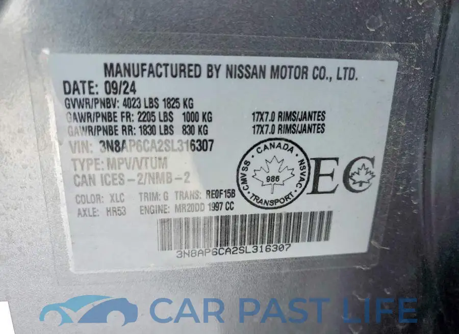3N8AP6CA2SL316307# 13
