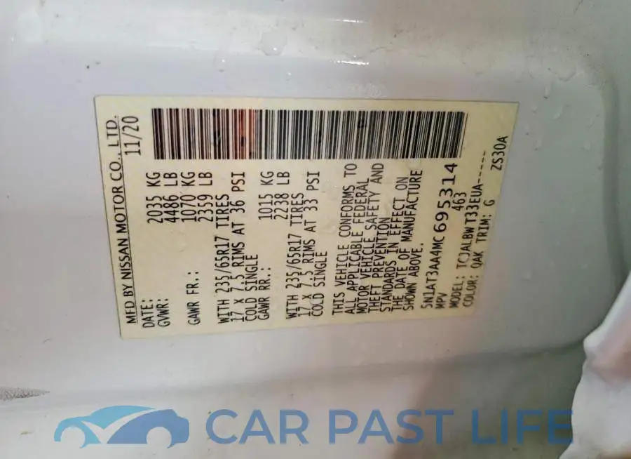 5N1AT3AA4MC695314# 12