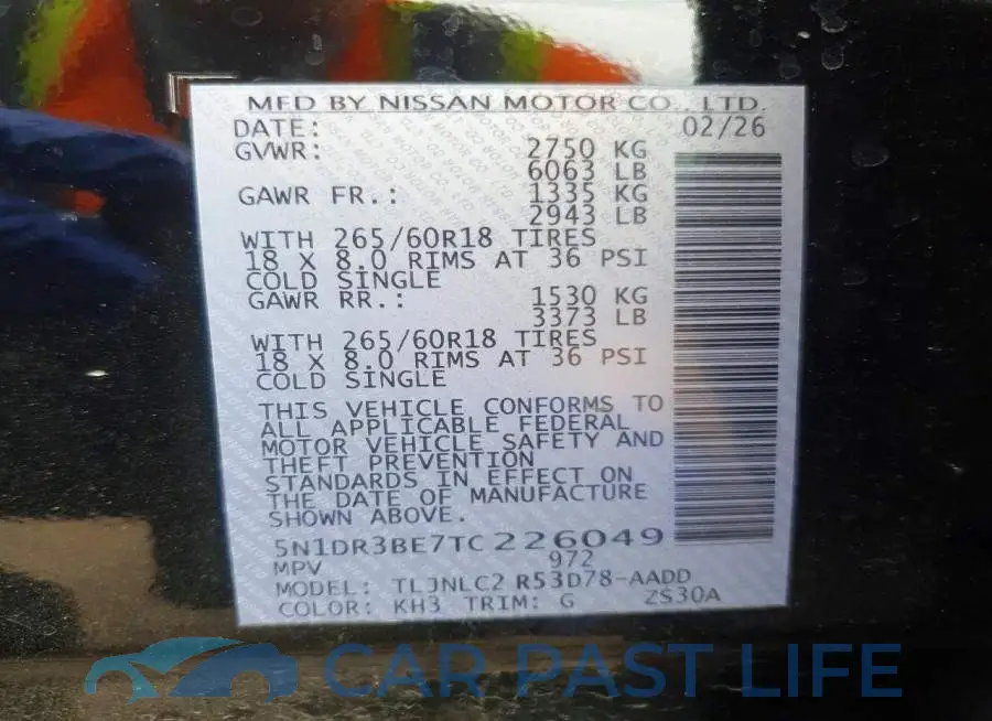5N1DR3BE7TC226049# 12