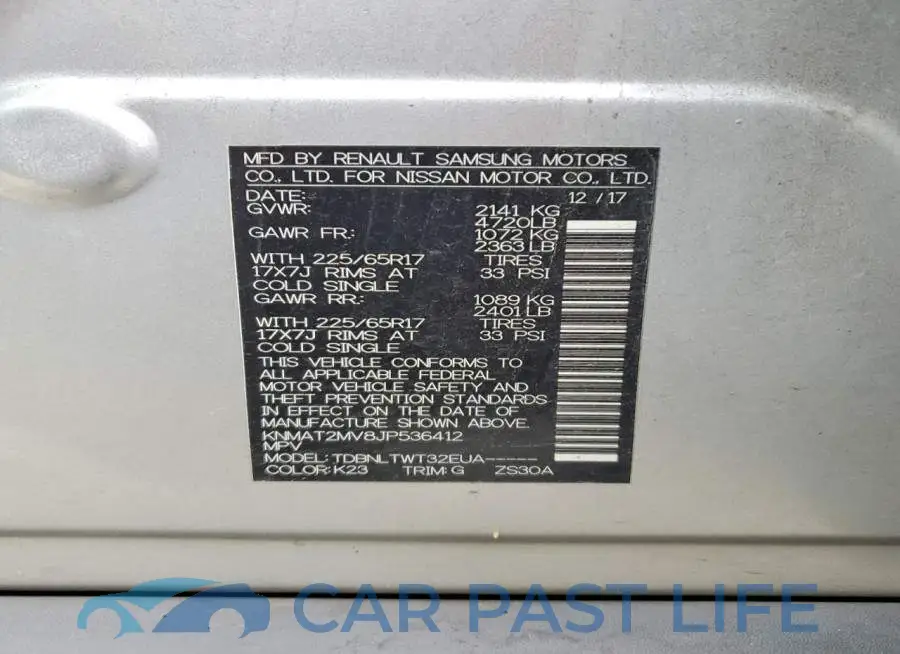 KNMAT2MV8JP536412# 13