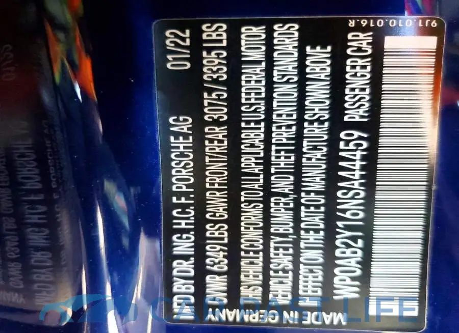 WP0AB2Y16NSA44459# 12
