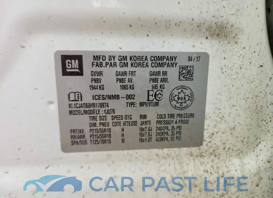 KL4CJASB8HB178974# 14